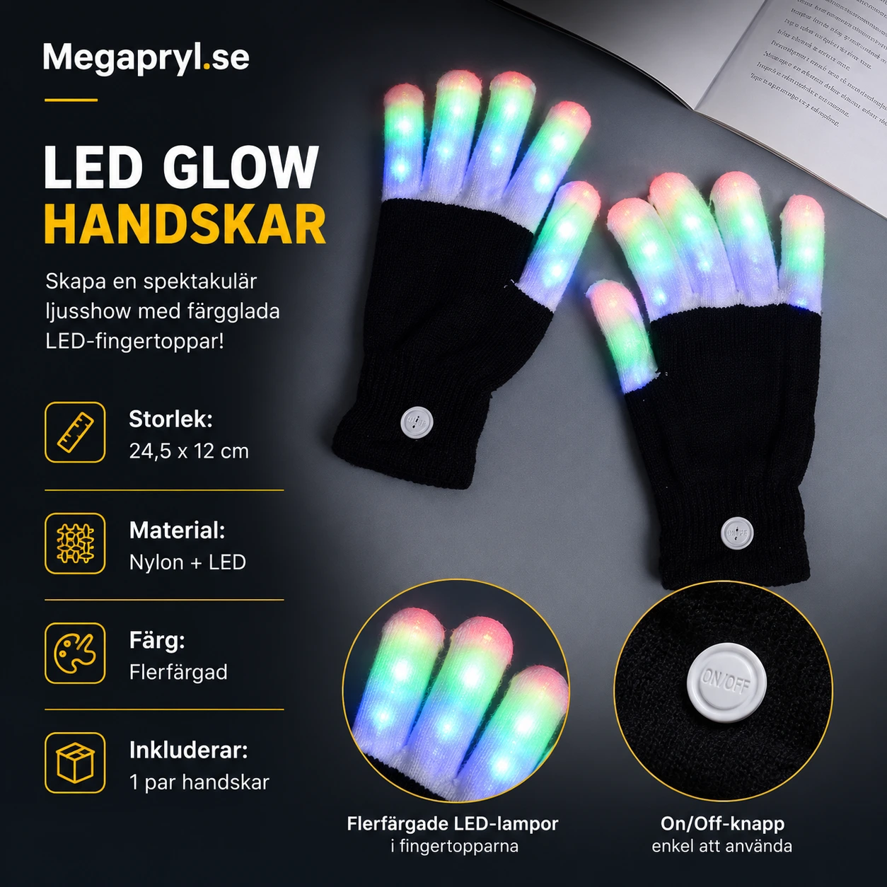 LED-handskar Flerfärgade för Party och Rave
