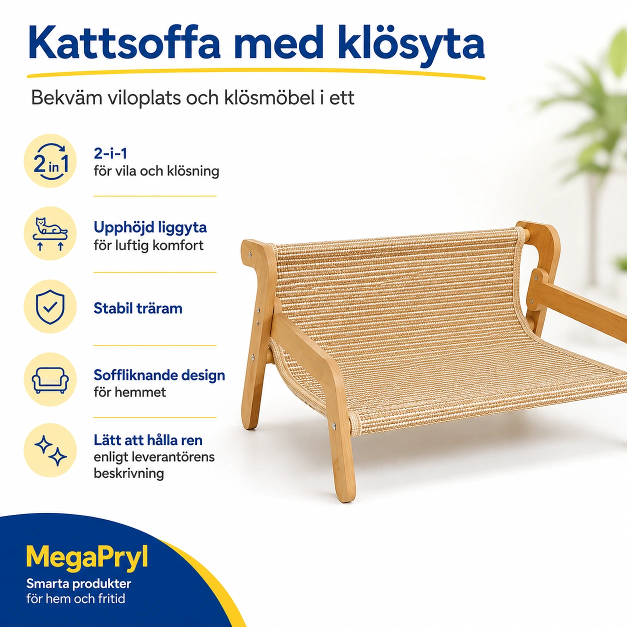 Kattsoffa med klösyta och upphöjd viloplats