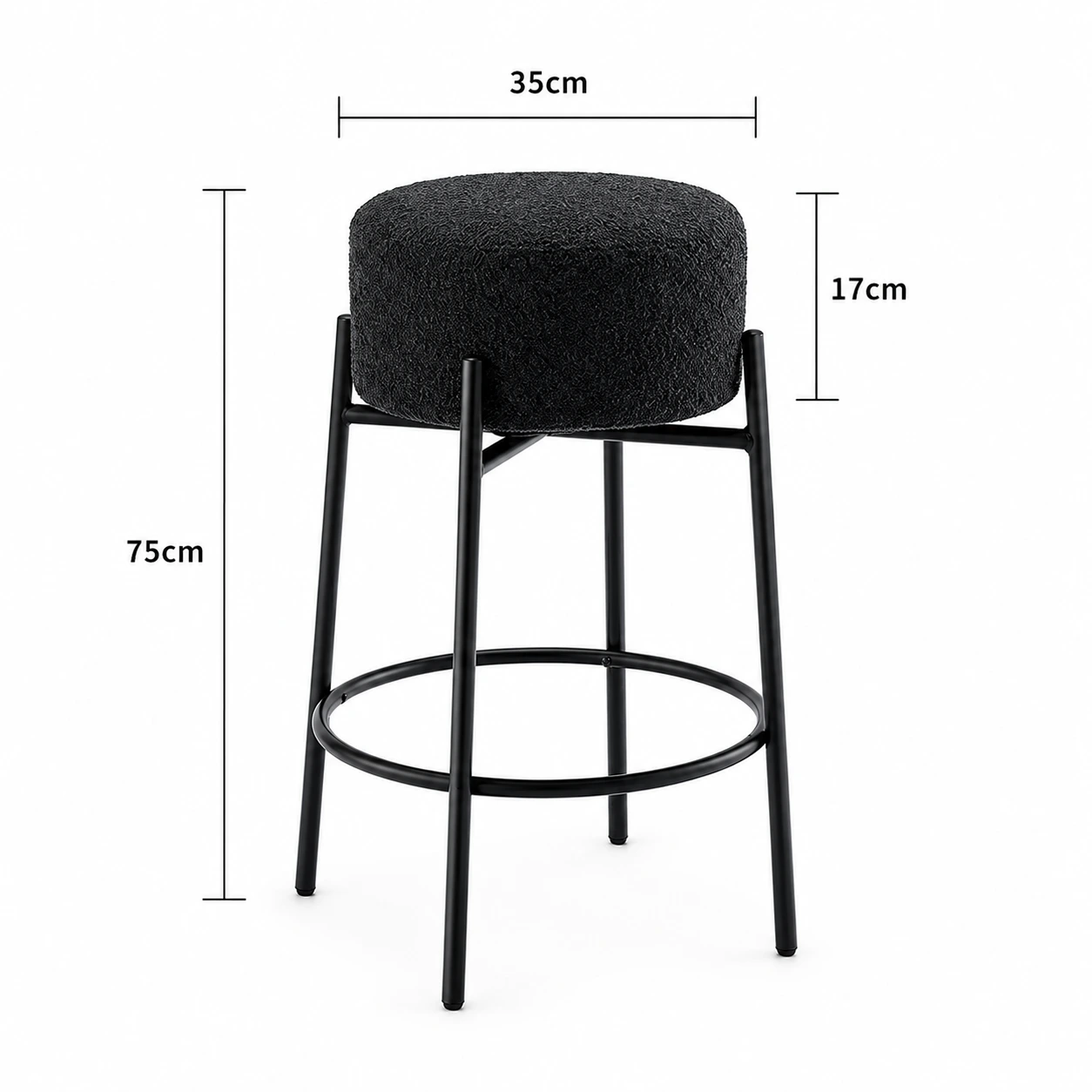 Svart sits, 75 cm