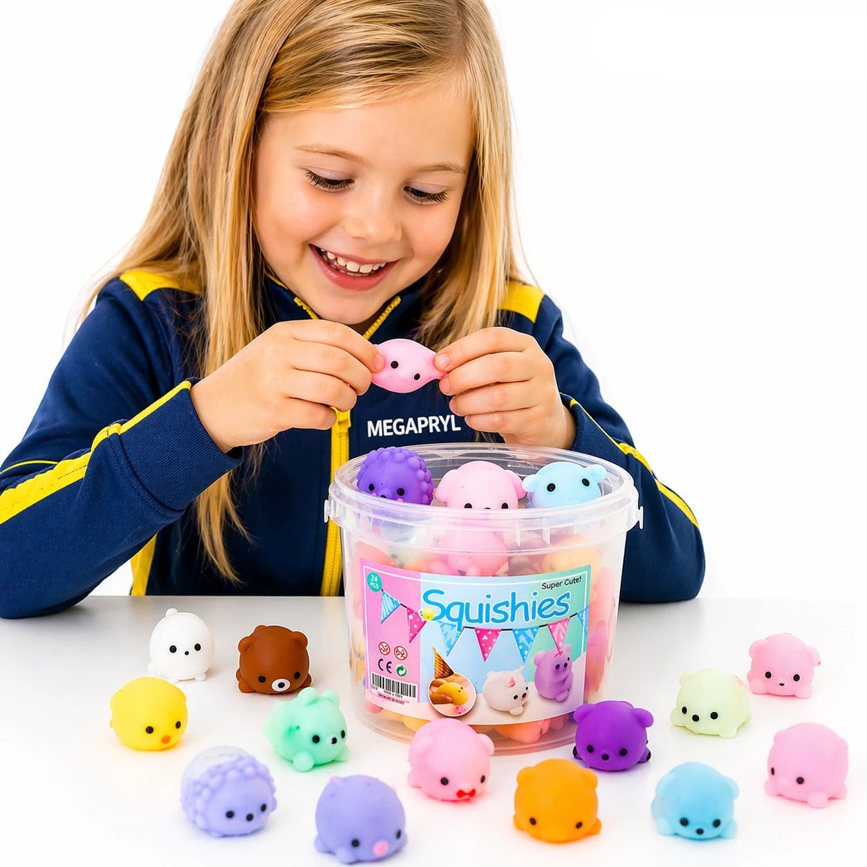 Squishy Mochi 24-pack – Mini Stressleksaker med Box