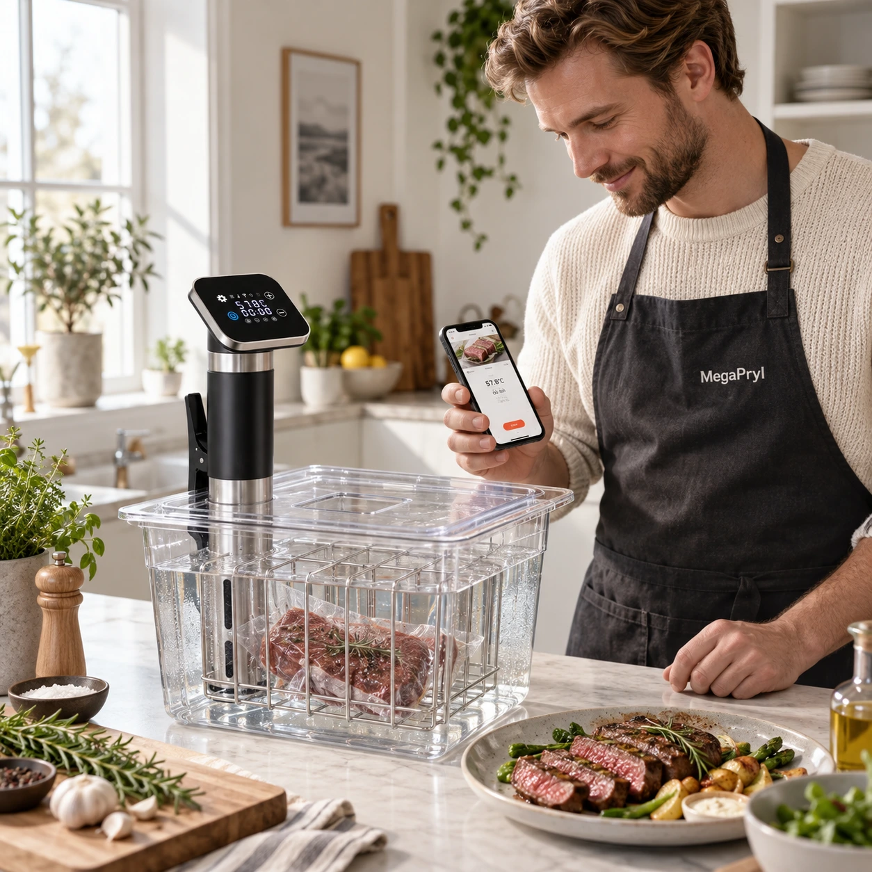 Sous vide-cirkulator med LED-display och timer