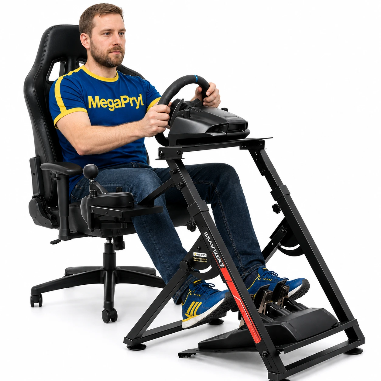 Rattställ för racingspel kompatibelt med Logitech och Thrustmaster