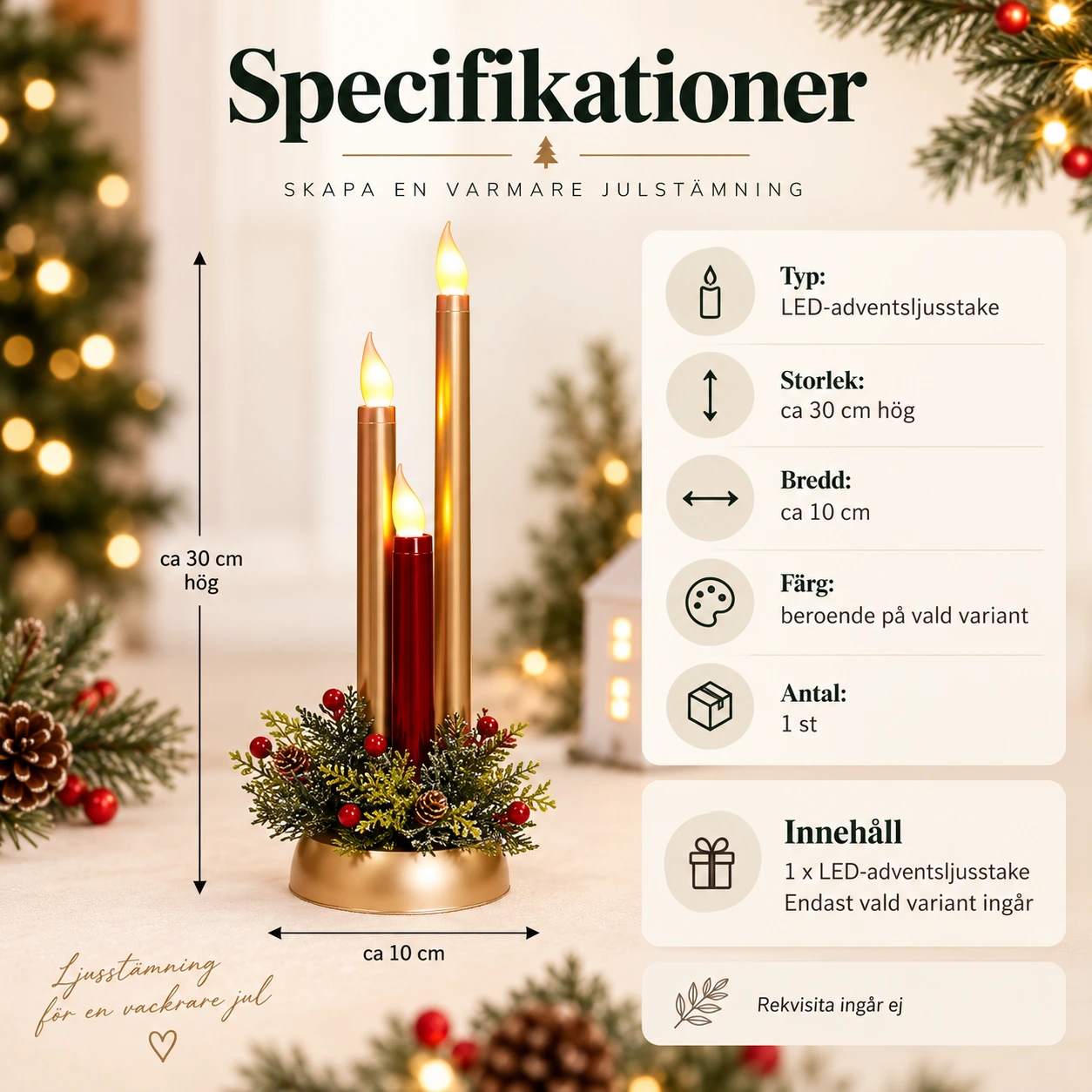 LED-adventtikynttelikkö liekkiä muistuttavalla valolla
