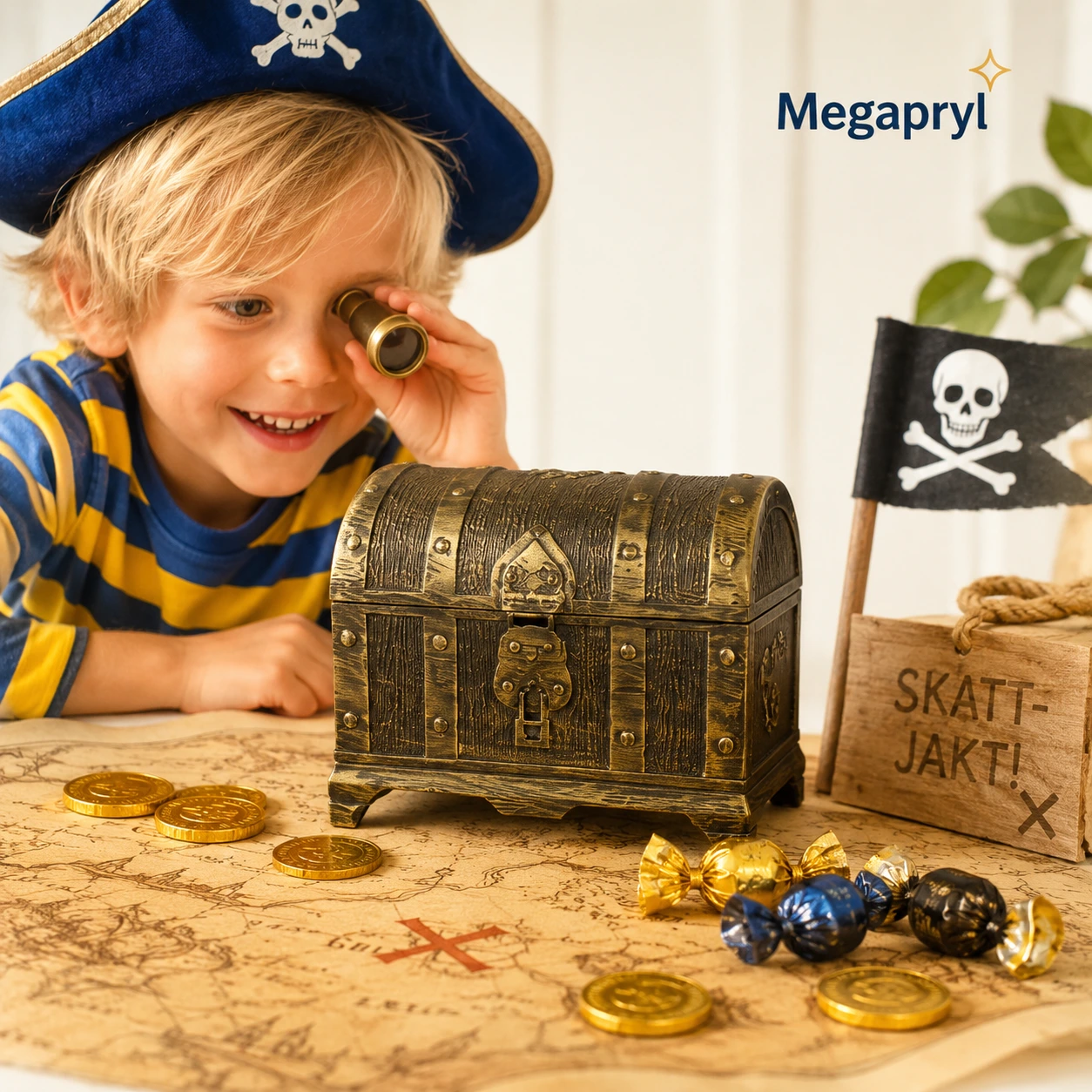 Piratskattkista för Skattjakt och Dekoration