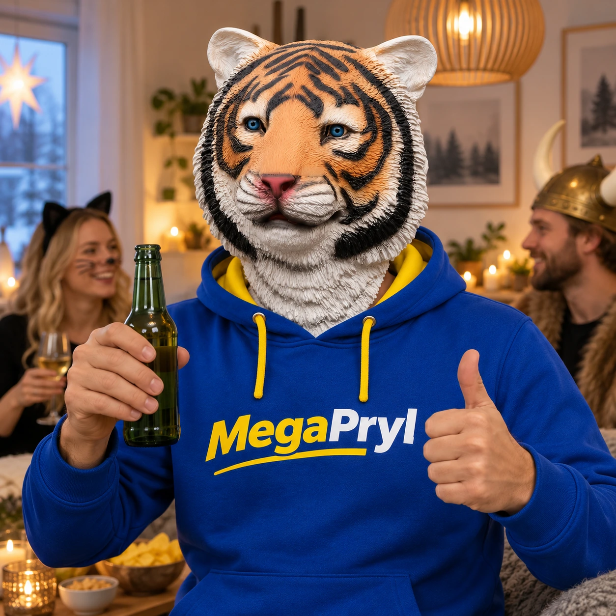 Tiger Latexmask med Blå Ögon