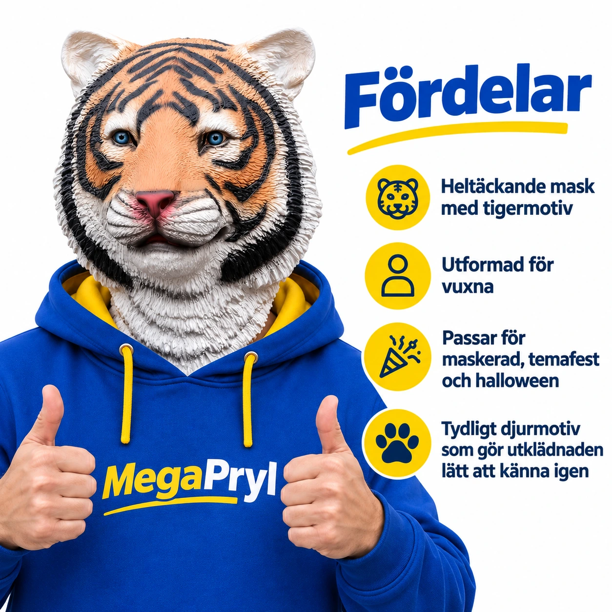 Tiger Latexmask med Blå Ögon