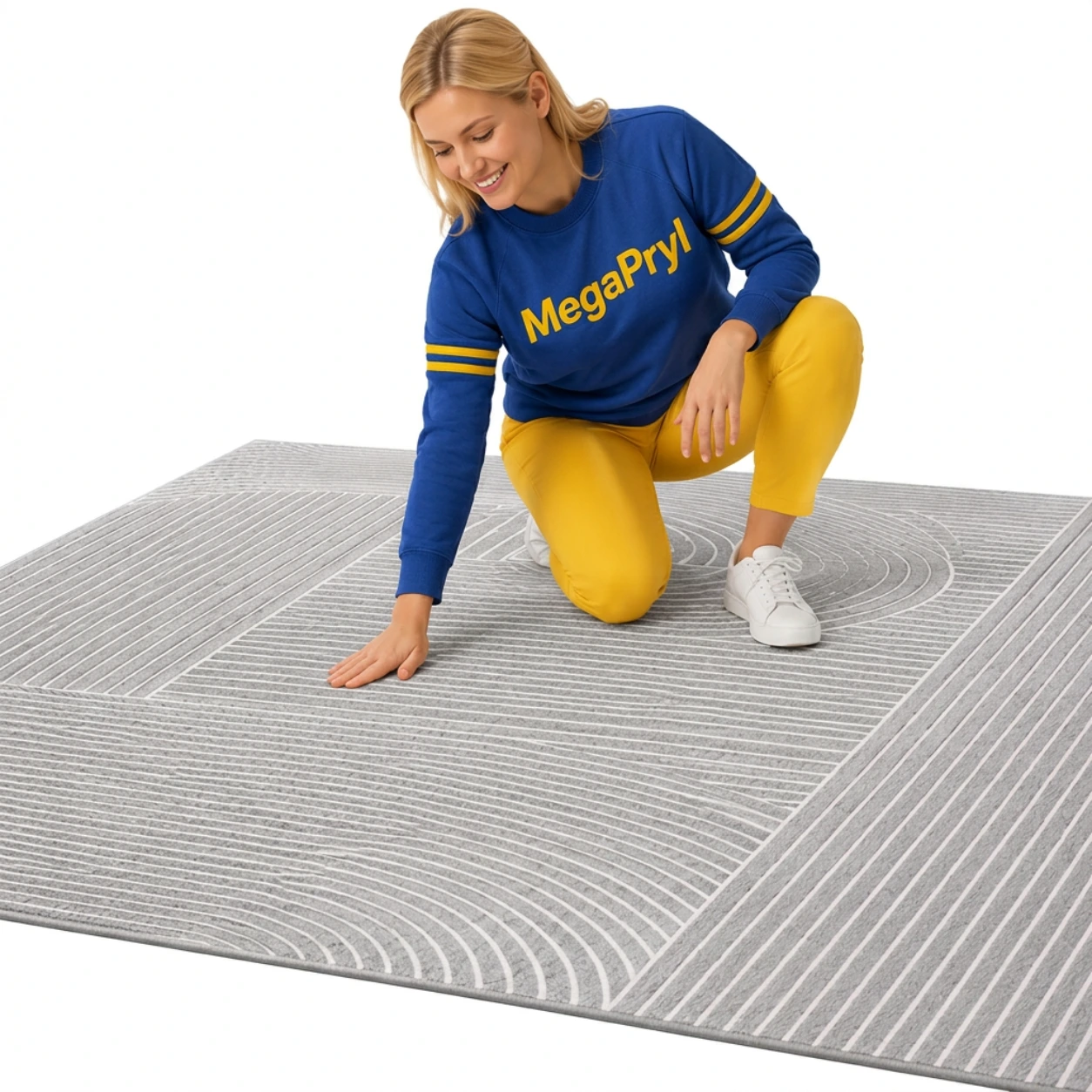 Tvättbar Grå Matta med Geometriskt Mönster – 150 x 210 cm