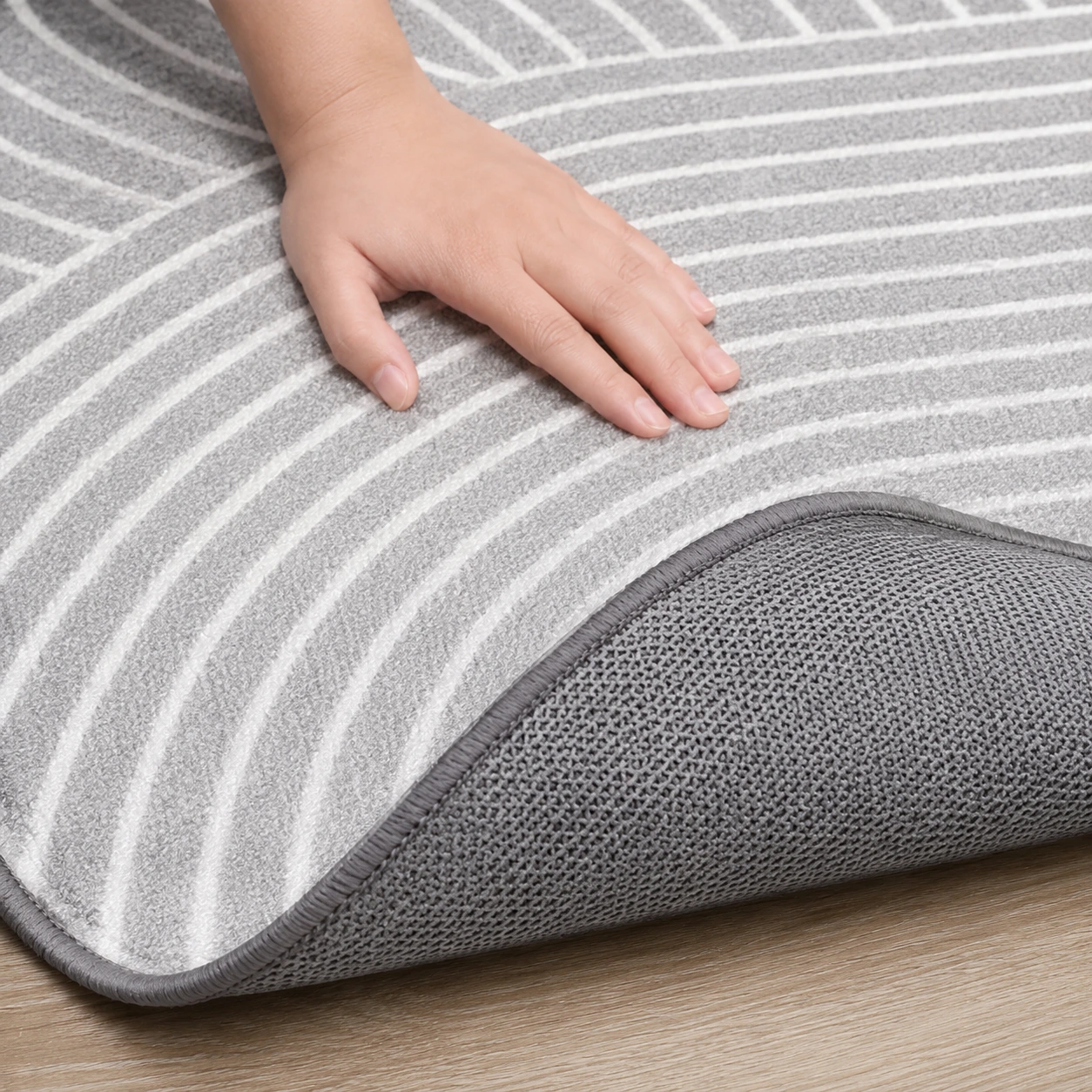 Tvättbar Grå Matta med Geometriskt Mönster – 150 x 210 cm