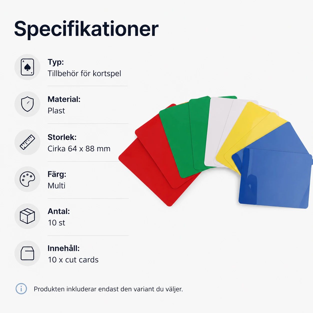 Cut cards för poker och blackjack, 10-pack