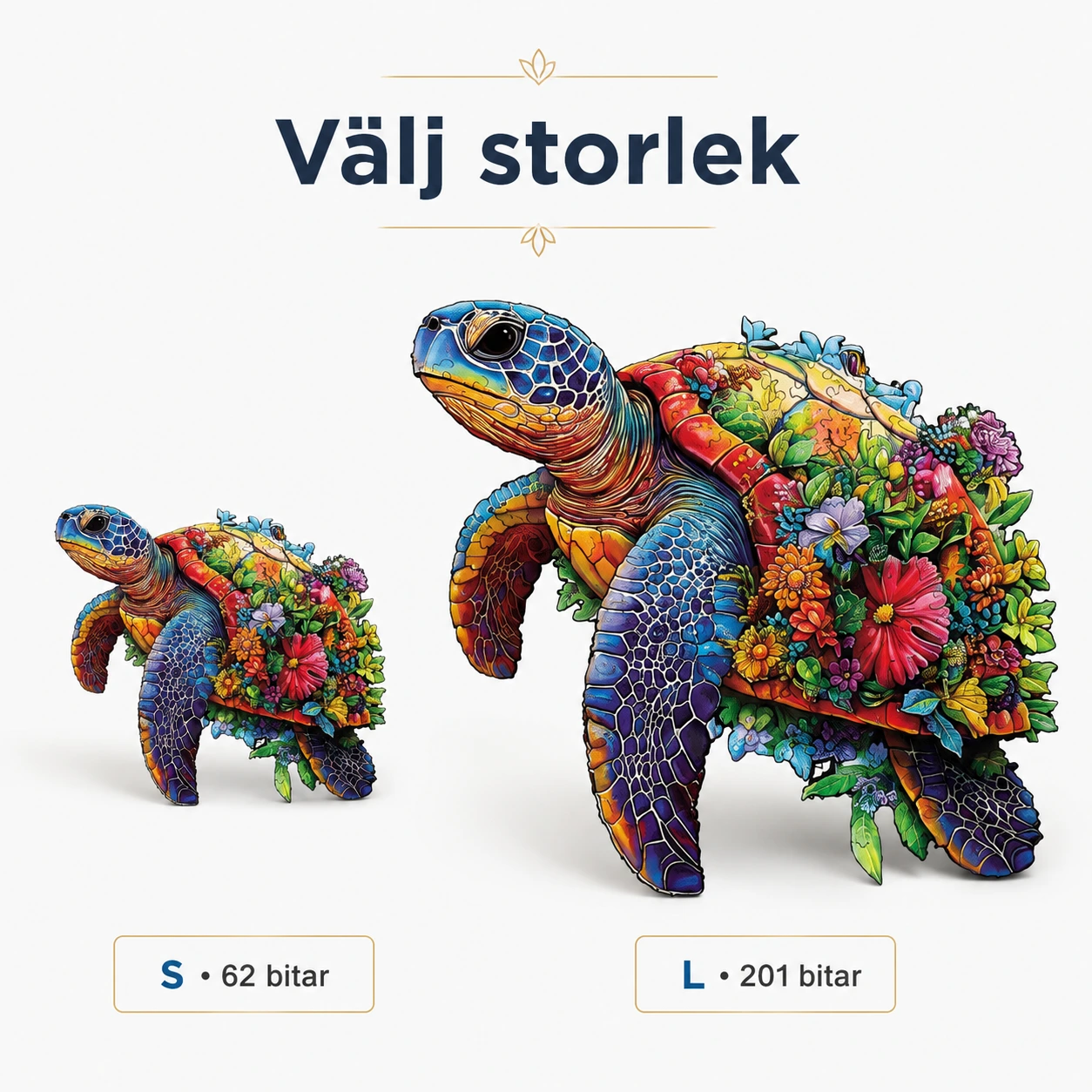 Träpussel Sköldpadda med Oregelbundna Bitar