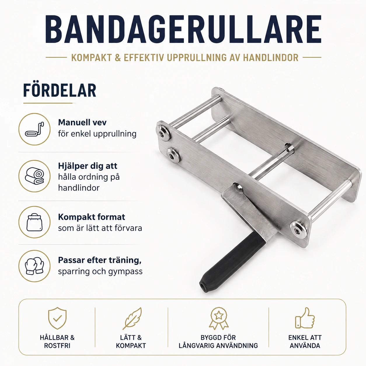 Bandagerullare för boxningslindor med manuell vev