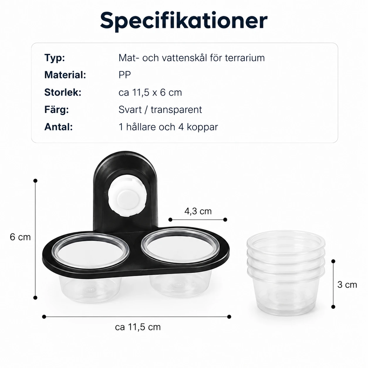 Reptil matskål med sugkopp för terrarium