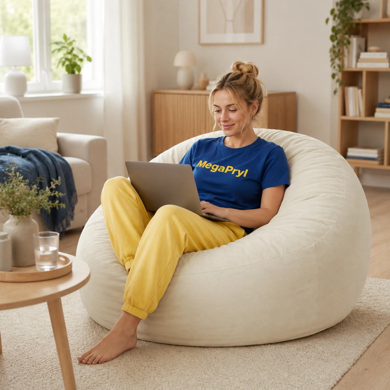 Bean bag-stol som blir säng med avtagbart överdrag