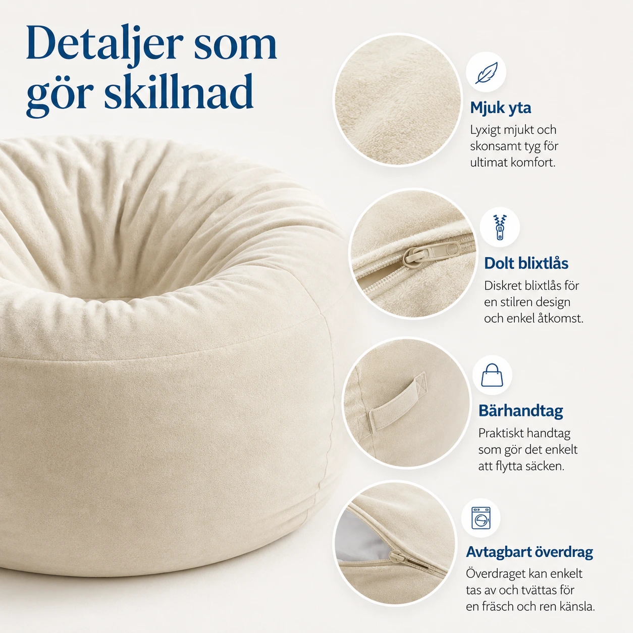 Bean bag-stol som blir säng med avtagbart överdrag