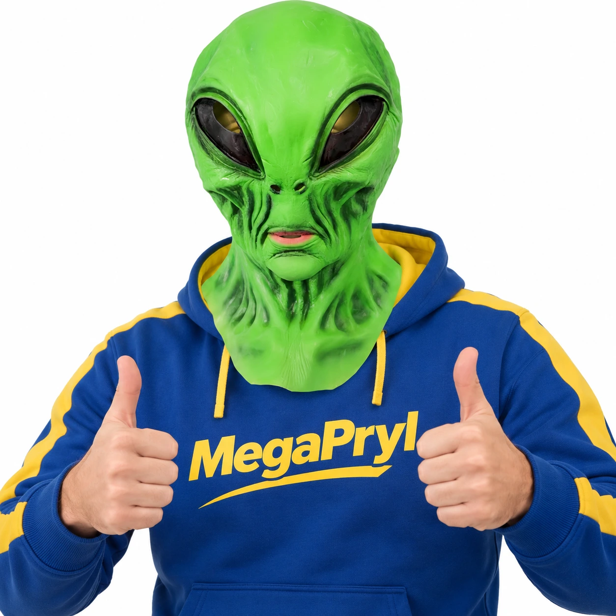 Grön Klassisk Alien Latexmask med Stora Ögon