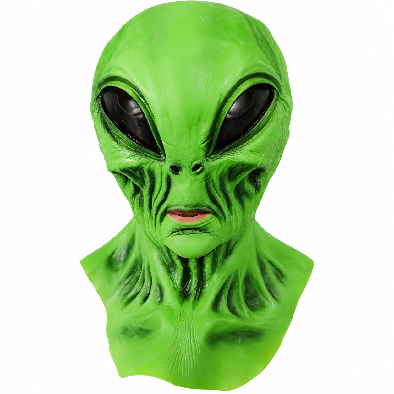 Grön Klassisk Alien Latexmask med Stora Ögon