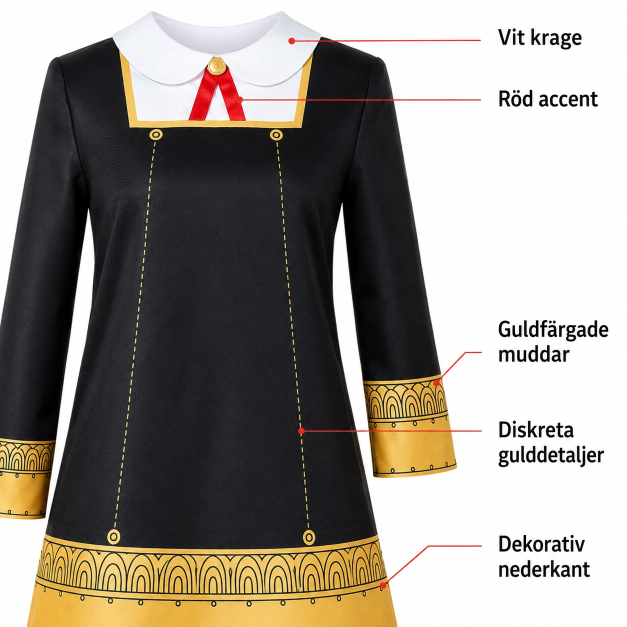 Cosplayklänning för barn och vuxna med peruk som tillval