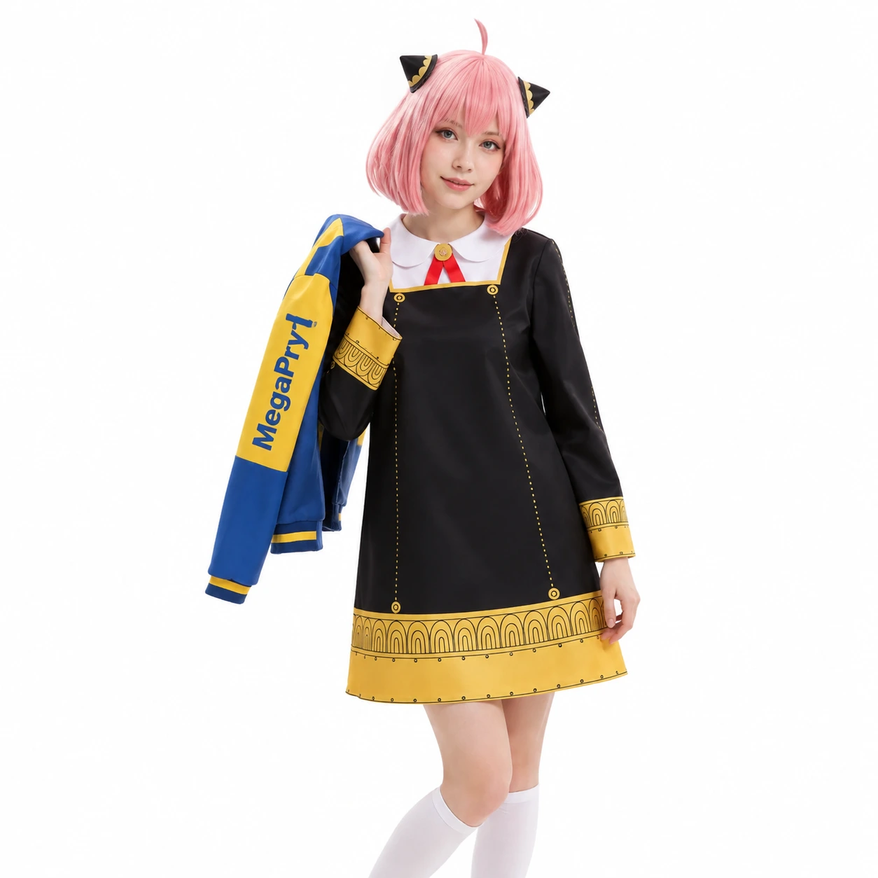 Cosplayklänning för barn och vuxna med peruk som tillval