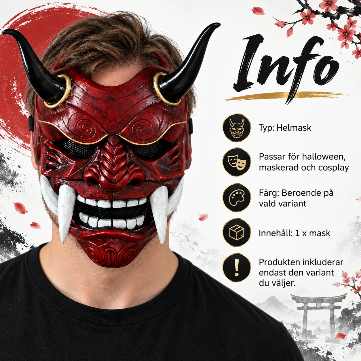 Oni-mask för halloween och maskerad