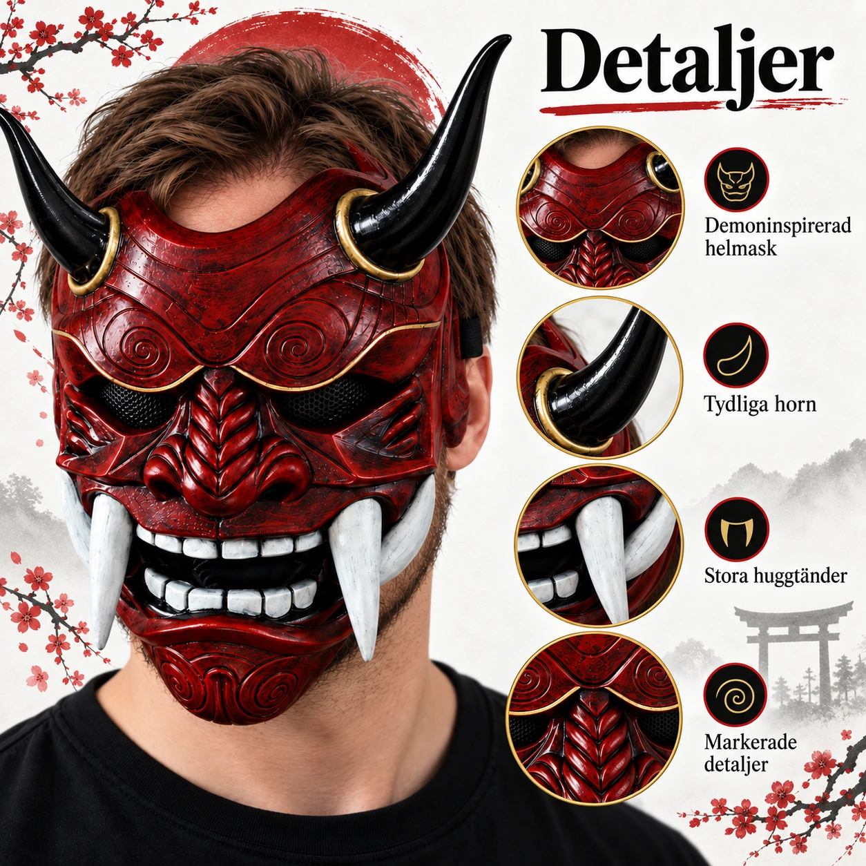 Oni-mask för halloween och maskerad