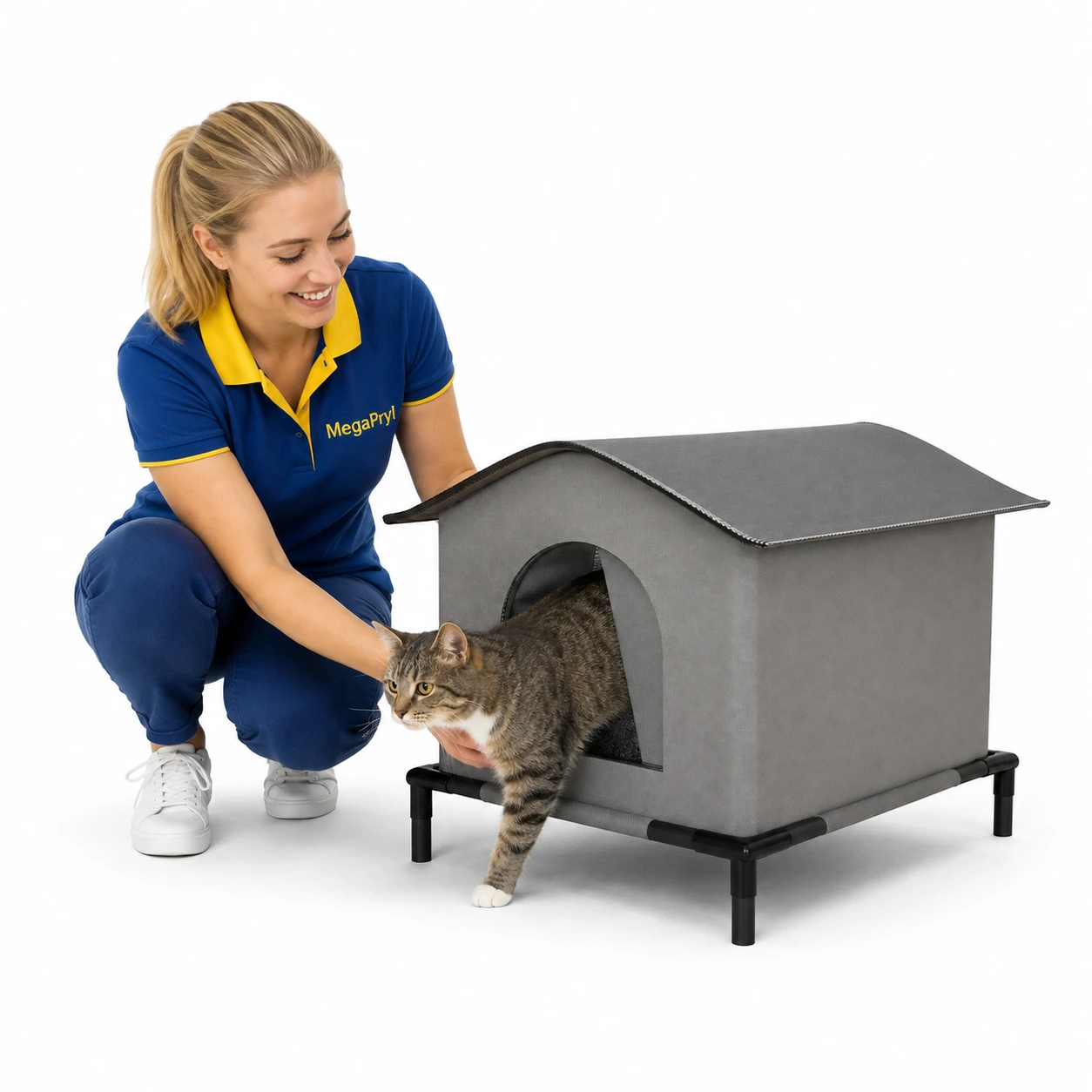 Kattkoja för utomhusbruk med vikbar design