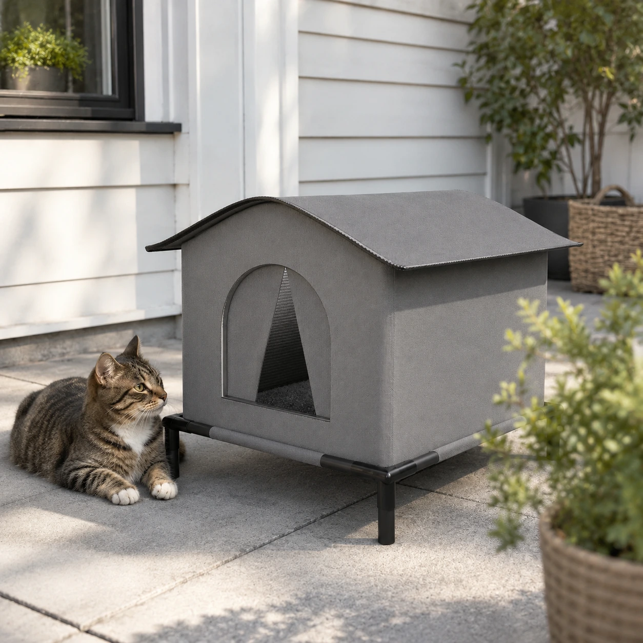 Kattkoja för utomhusbruk med vikbar design
