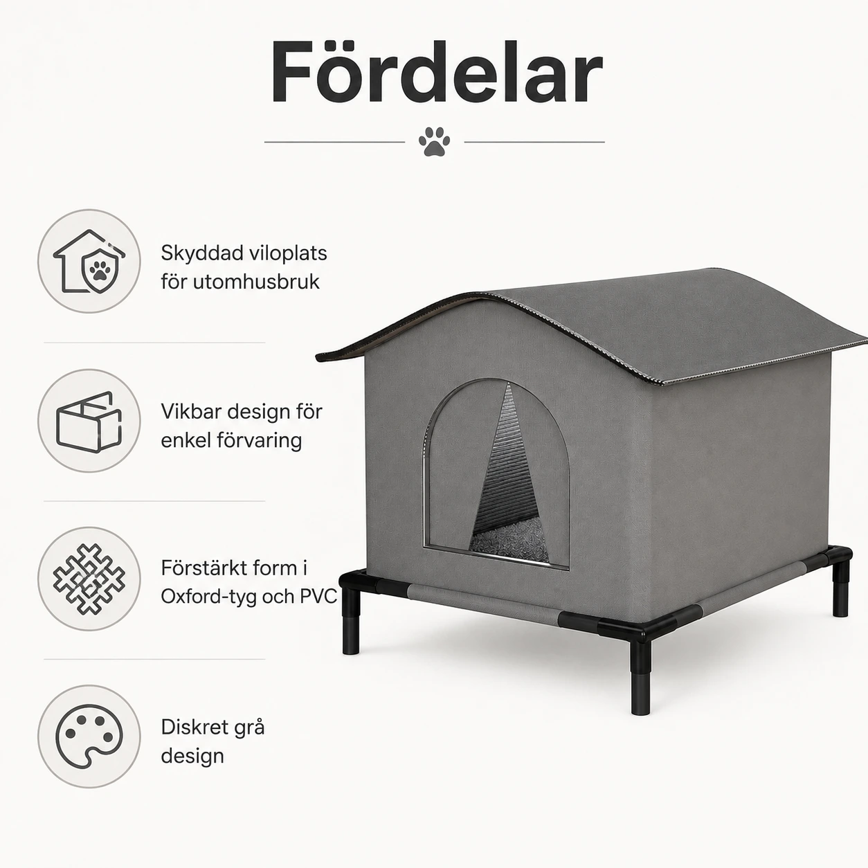 Kattkoja för utomhusbruk med vikbar design