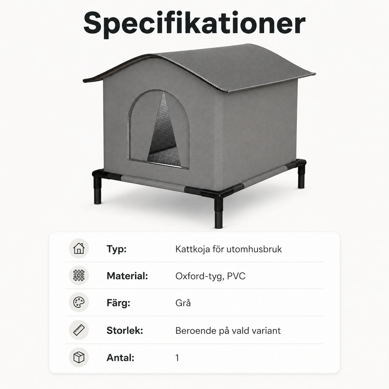 Kattkoja för utomhusbruk med vikbar design