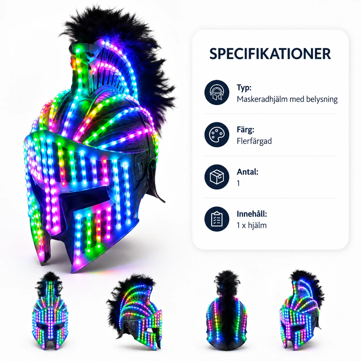 Lysande spartanhjälm för maskerad och fest