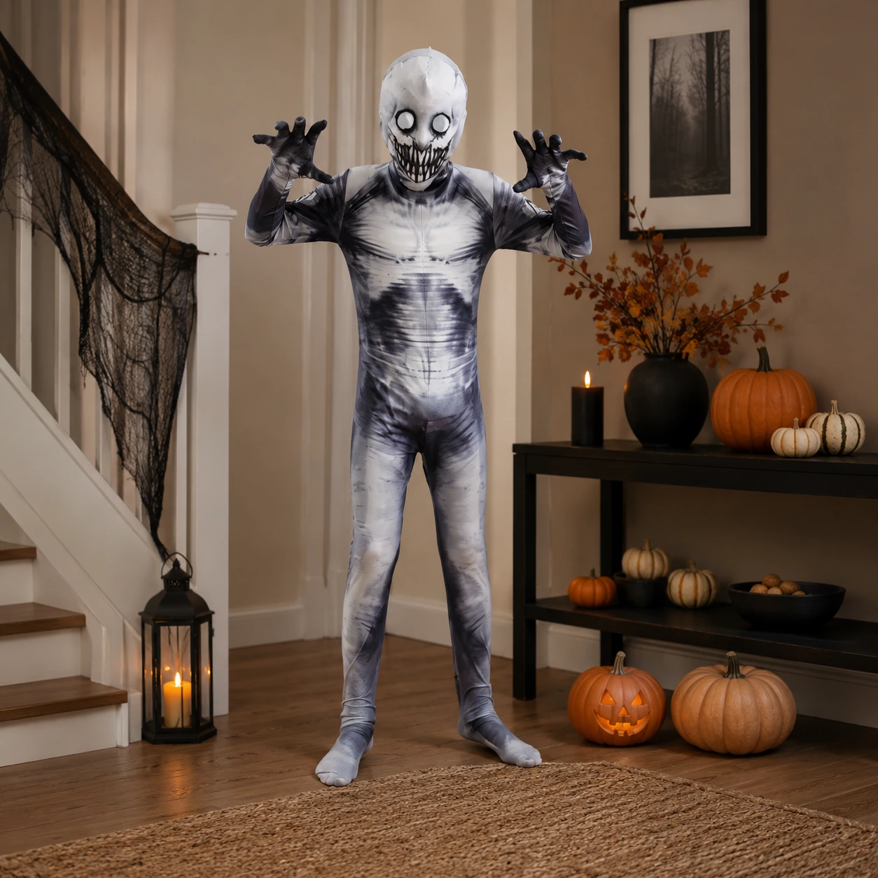 Halloweendräkt för barn med mask och jumpsuit