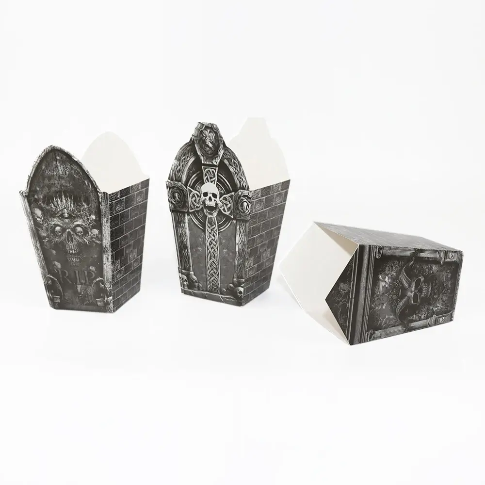 Halloween Popcorn- och Snackboxar – Gravstensdesign 6