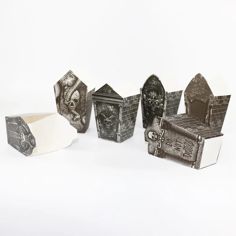 Halloween Popcorn- och Snackboxar – Gravstensdesign 4