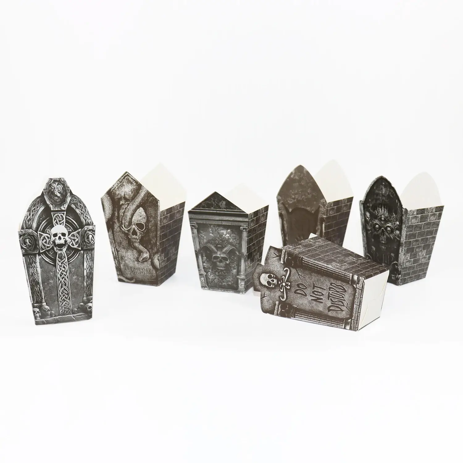 Halloween Popcorn- och Snackboxar – Gravstensdesign 3