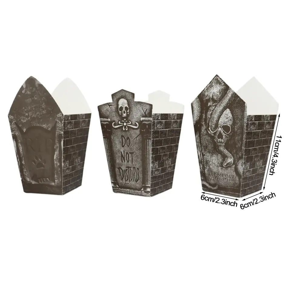 Halloween Popcorn- och Snackboxar – Gravstensdesign 2