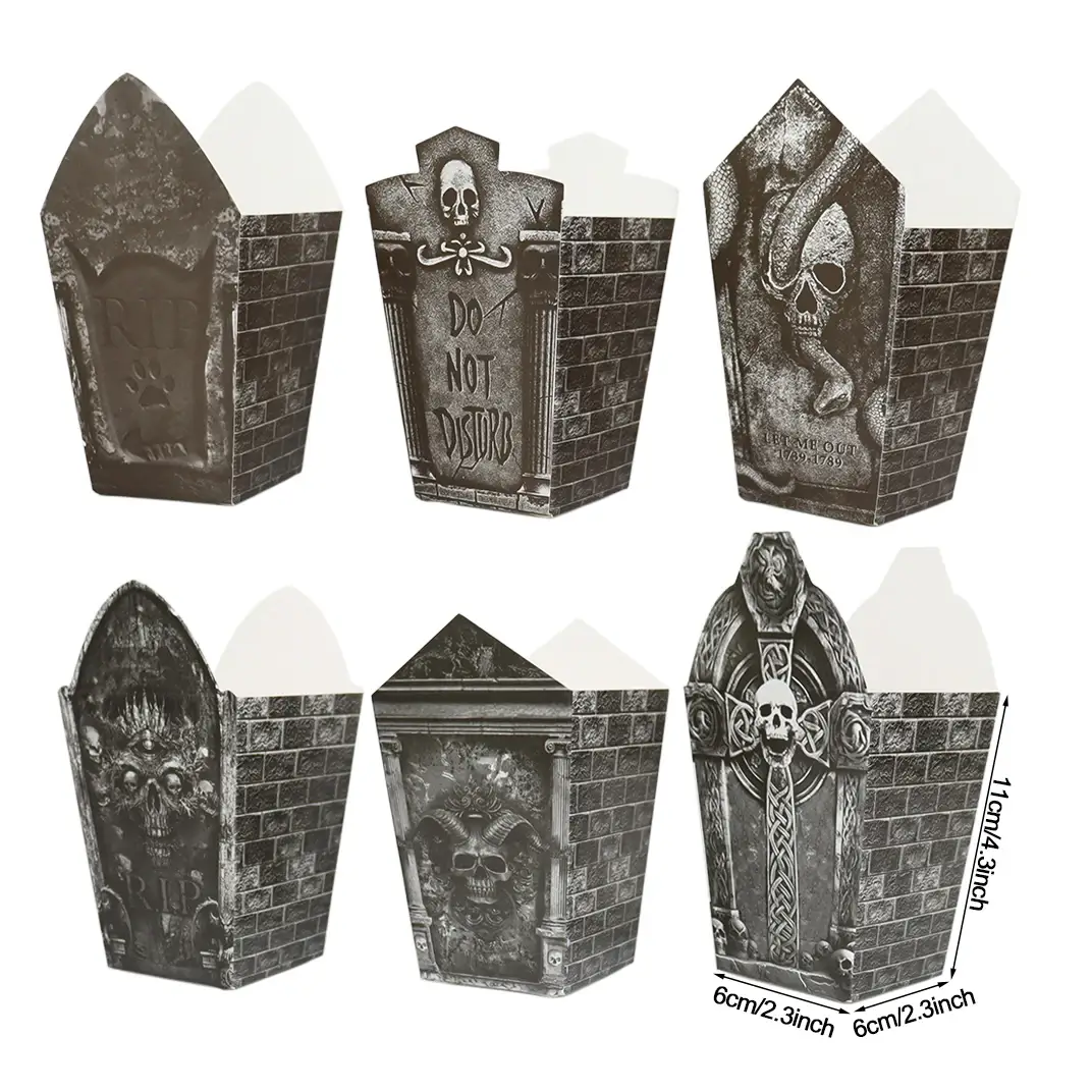 Halloween Popcorn- och Snackboxar – Gravstensdesign 7