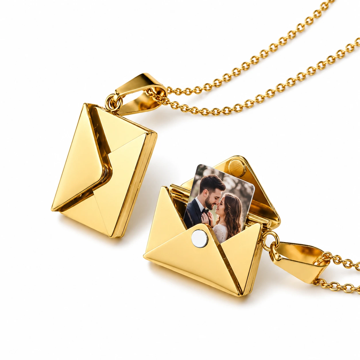 Kuvert Halsband med Foto – Guld eller Silver