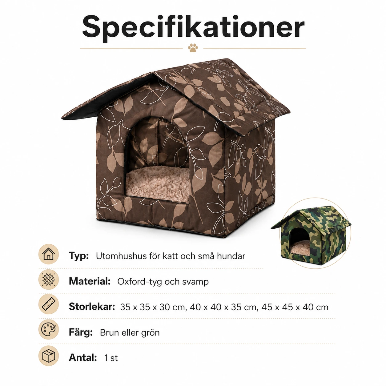 Vedenpitävä kissatalo ulkokäyttöön ja pienille koirille