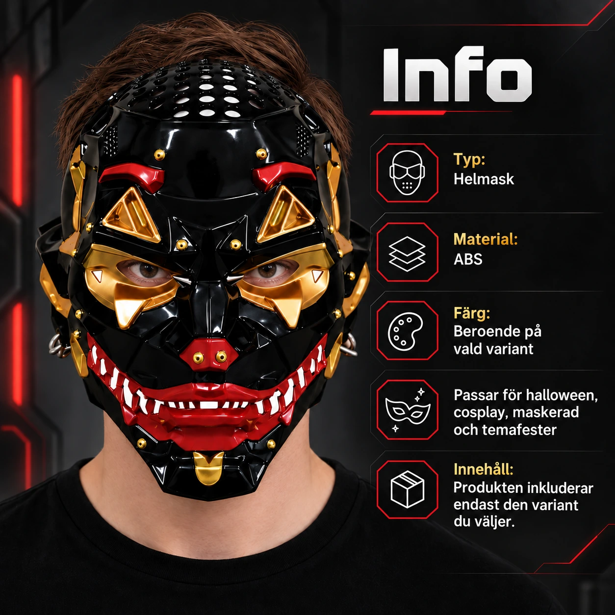 Demonmask helmask för halloween och cosplay