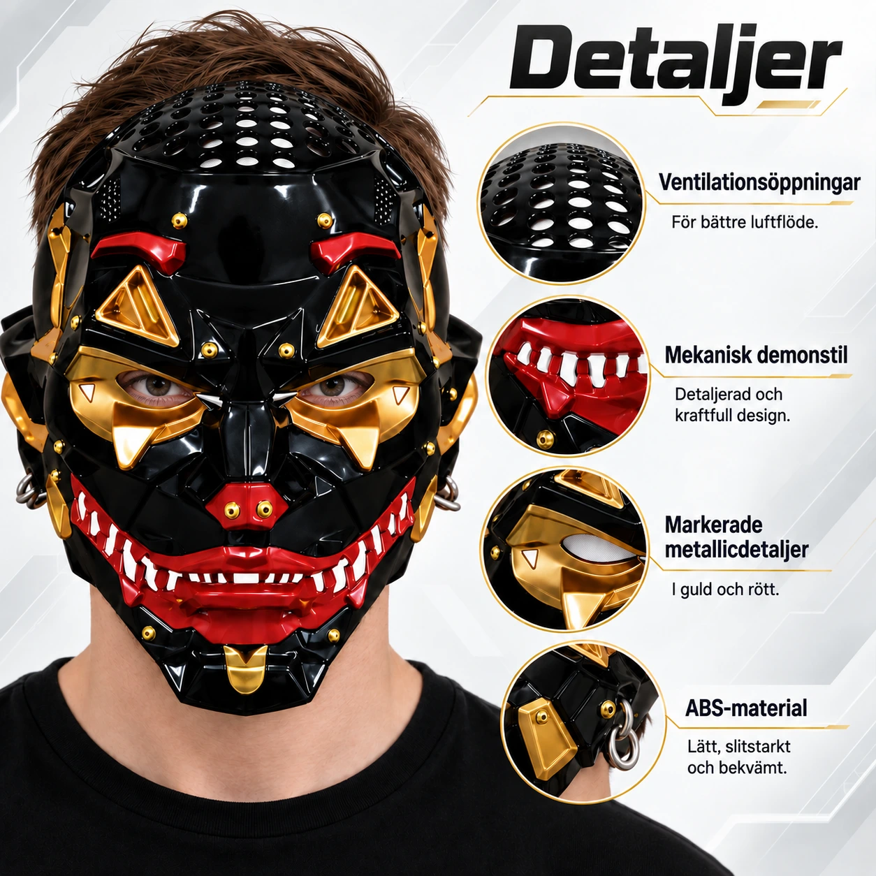 Demonmask helmask för halloween och cosplay