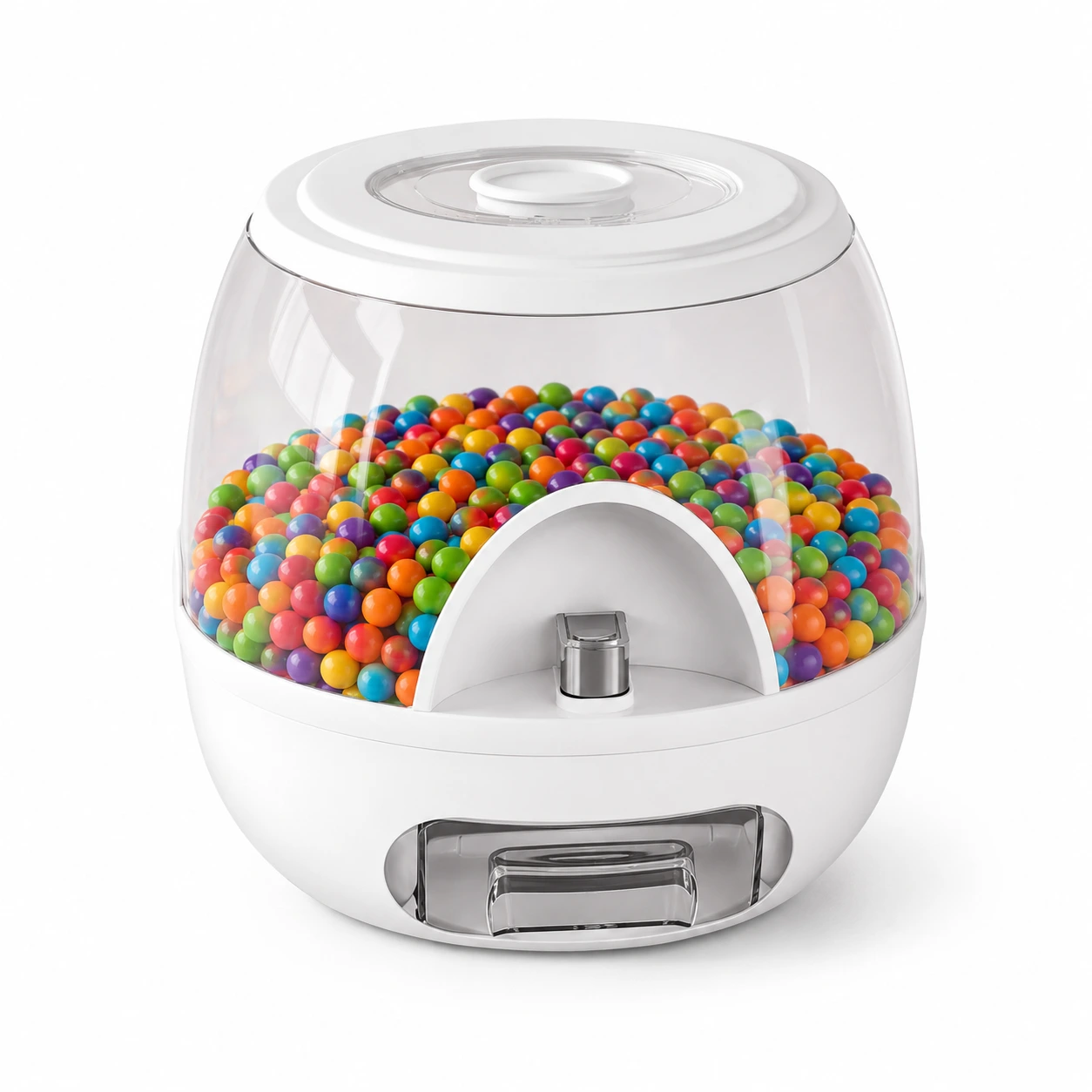 Godisdispenser för torrvaror med lock och transparent behållare
