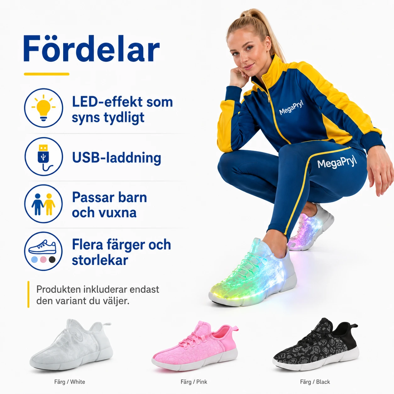 LED-sneakers med USB-laddning för barn och vuxna