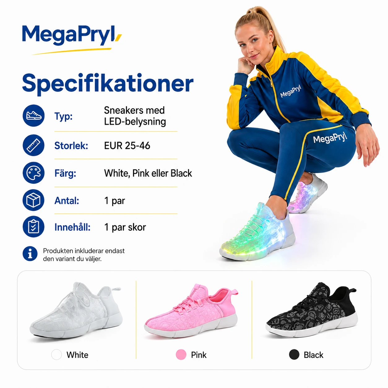 LED-sneakers med USB-laddning för barn och vuxna