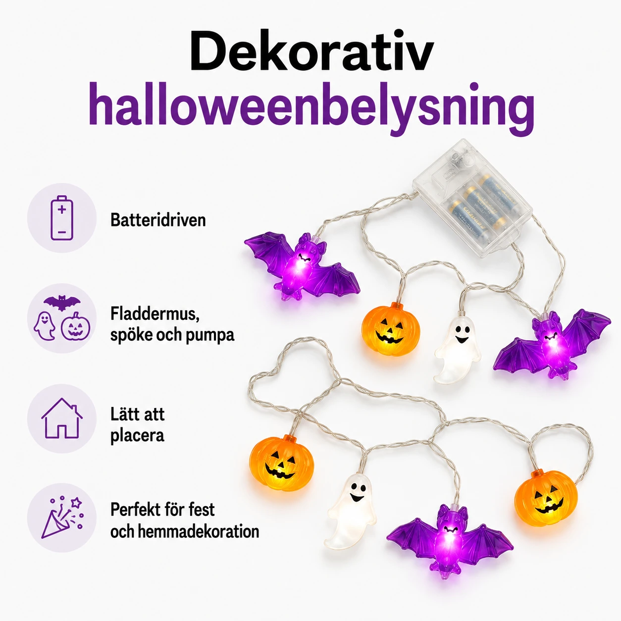 Halloween ljusslinga för dekoration med LED