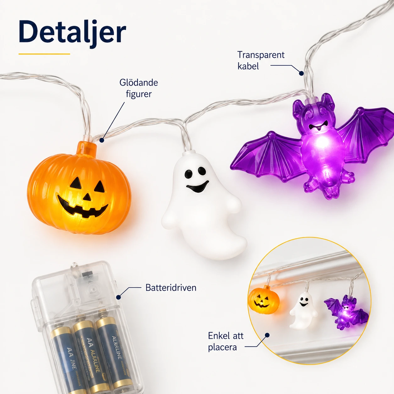 Halloween ljusslinga för dekoration med LED