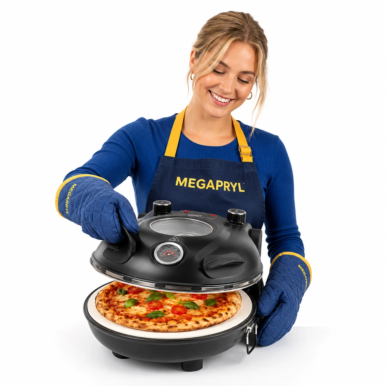 Elektrisk Pizzaugn med Pizzasten och 5 Värmenivåer