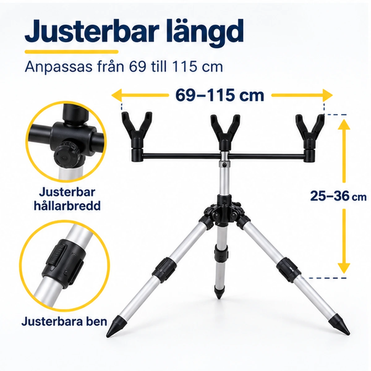 Säädettävä alumiininen vapatuentateline 3 vavalle