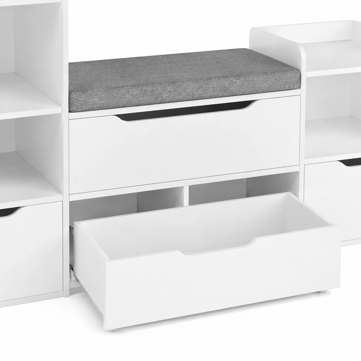 Barnbokhylla med förvaring och sittbänk 183,5 cm
