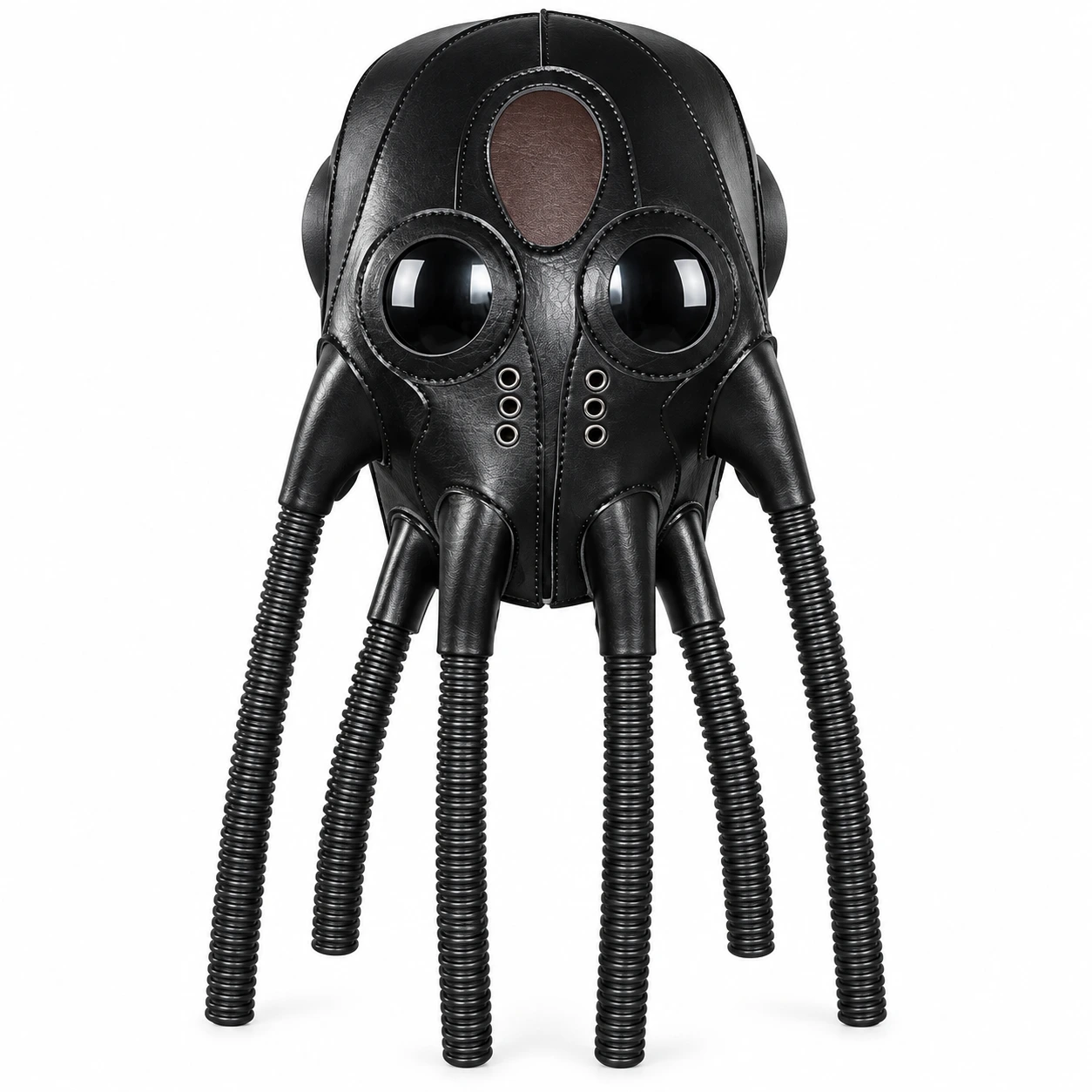 Svart Läder-Look Bläckfisk Helmask med Tentakelslangar