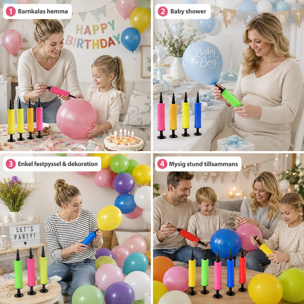 Ballongpump Handpump – Färgglad Pump för Ballonger 50 tecken.