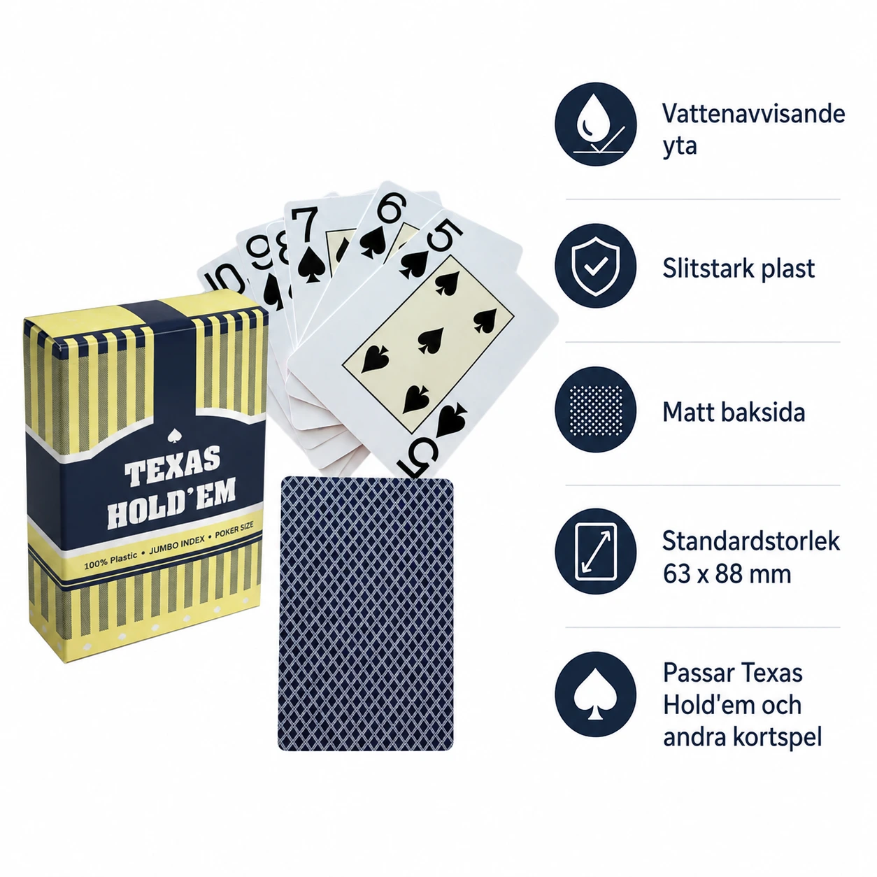 Plastspelkort för poker med vattenavvisande yta